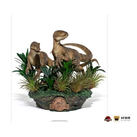 Figura Estatua Just The Two Raptors Jurassic Park Deluxe Art Scale