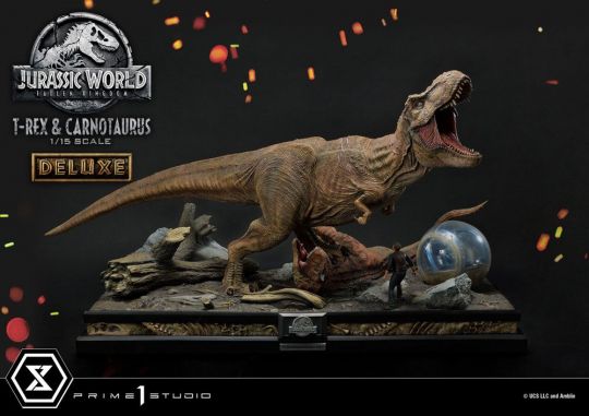 Figura Estatua T Rex Y Carnotaurus Jurassic World Fallen Kingdom Deluxe Version