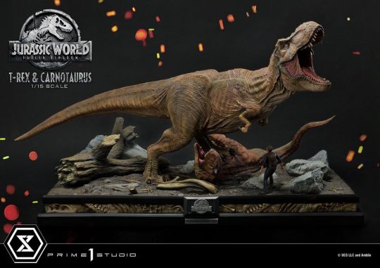 Figura Estatua T Rex Y Carnotaurus Jurassic World Fallen Kingdom