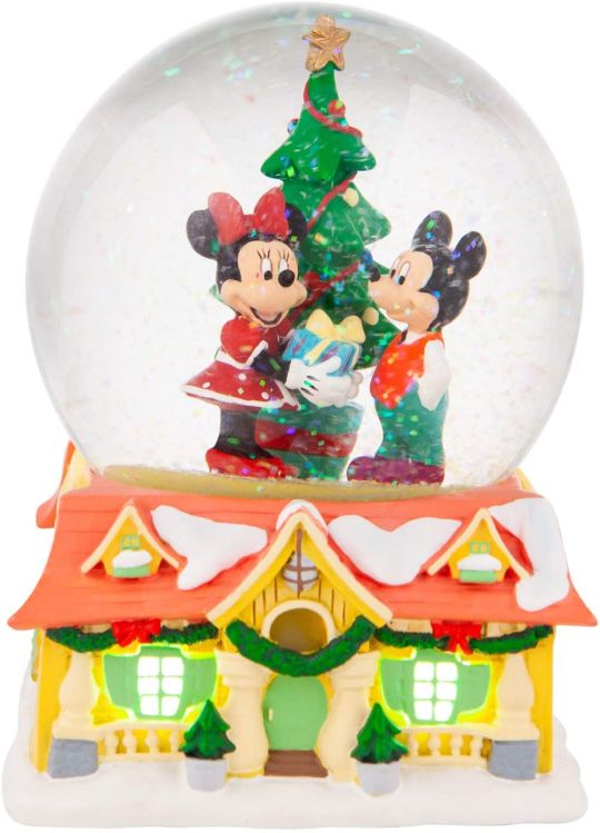 Figura Mickey Y Minnie Mouse Navidad Bola De Nieve Disney